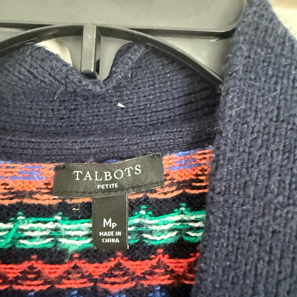 Talbots Navy and Multicolor Knit Cardigan - Picture 4 of 5